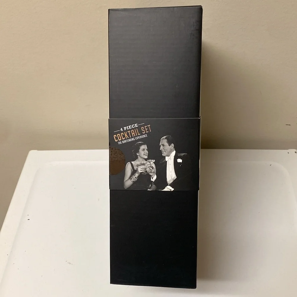 Stainless Steel Cocktail Shaker Set 4pc Bar Kit NIB Home Bartender Gift